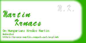 martin krnacs business card