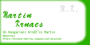 martin krnacs business card
